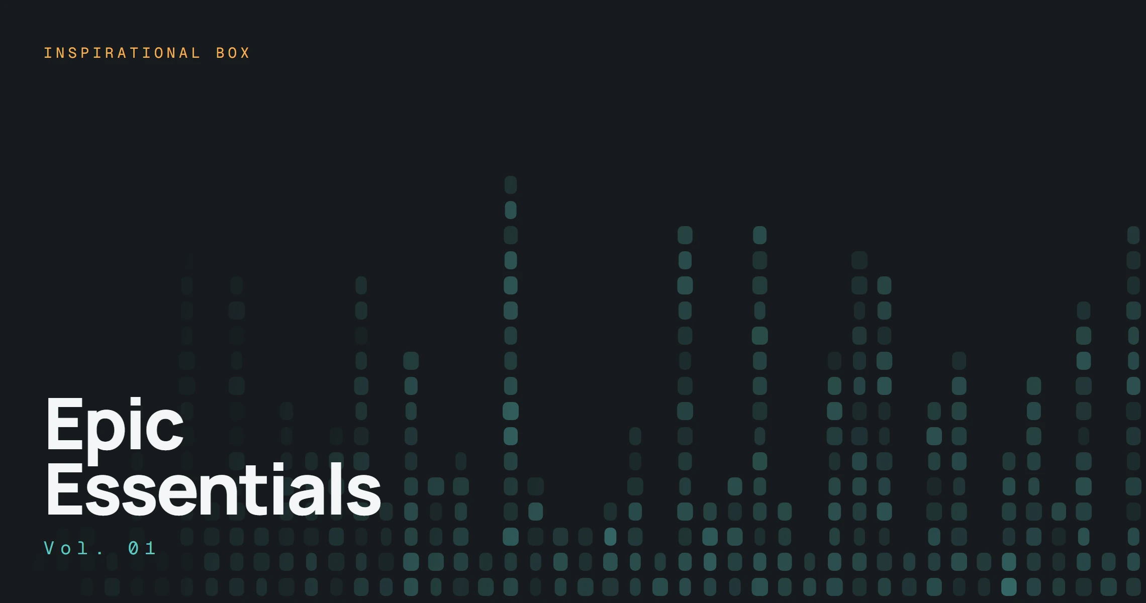 Epic Essentials Vol. 01 cover: the title in white at the lower left over a field of teal step-sequencer columns on dark grey