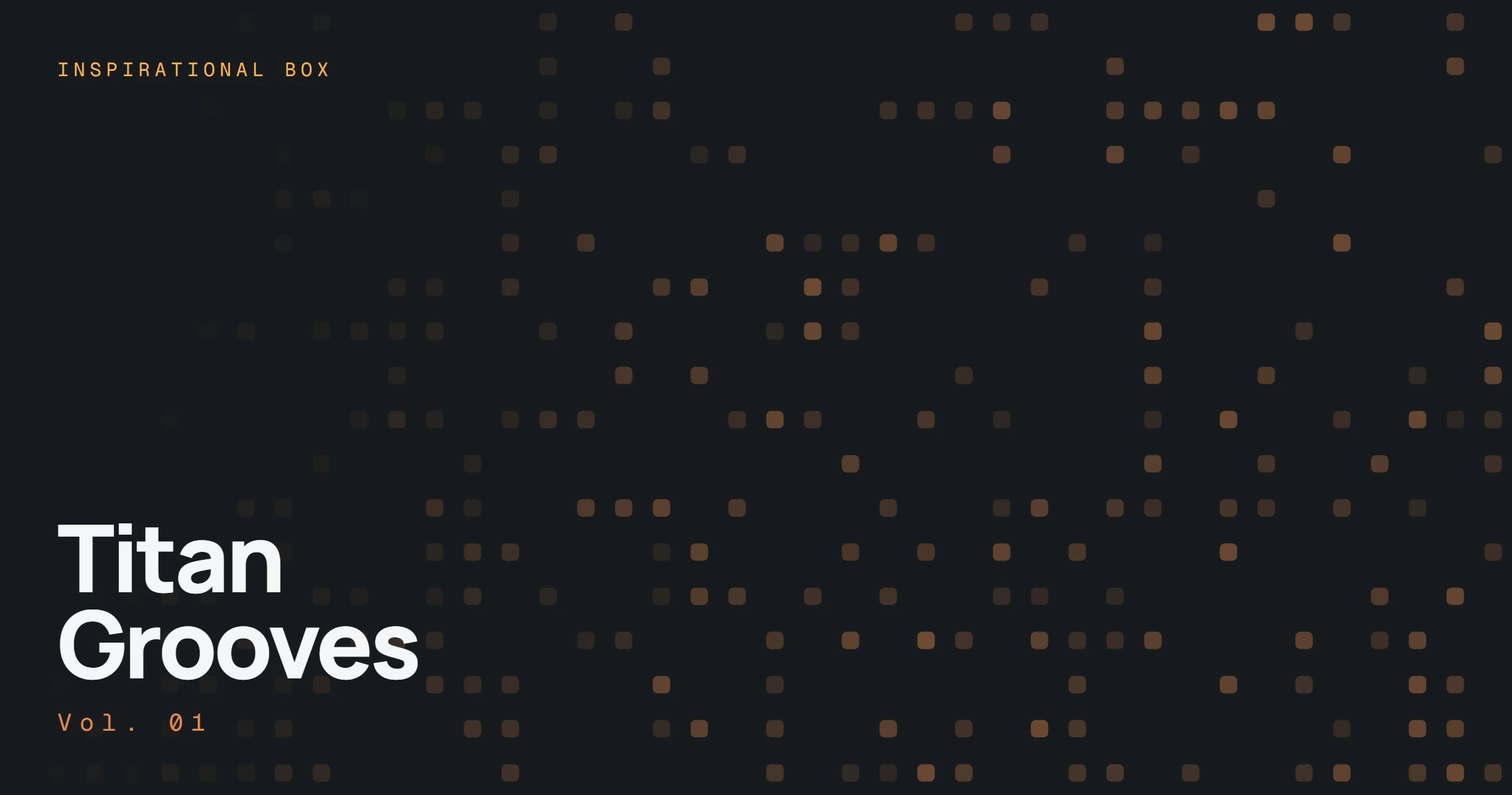 Titan Grooves Vol. 01 cover: the title in white at the lower left over a field of orange squares on a grid on dark grey